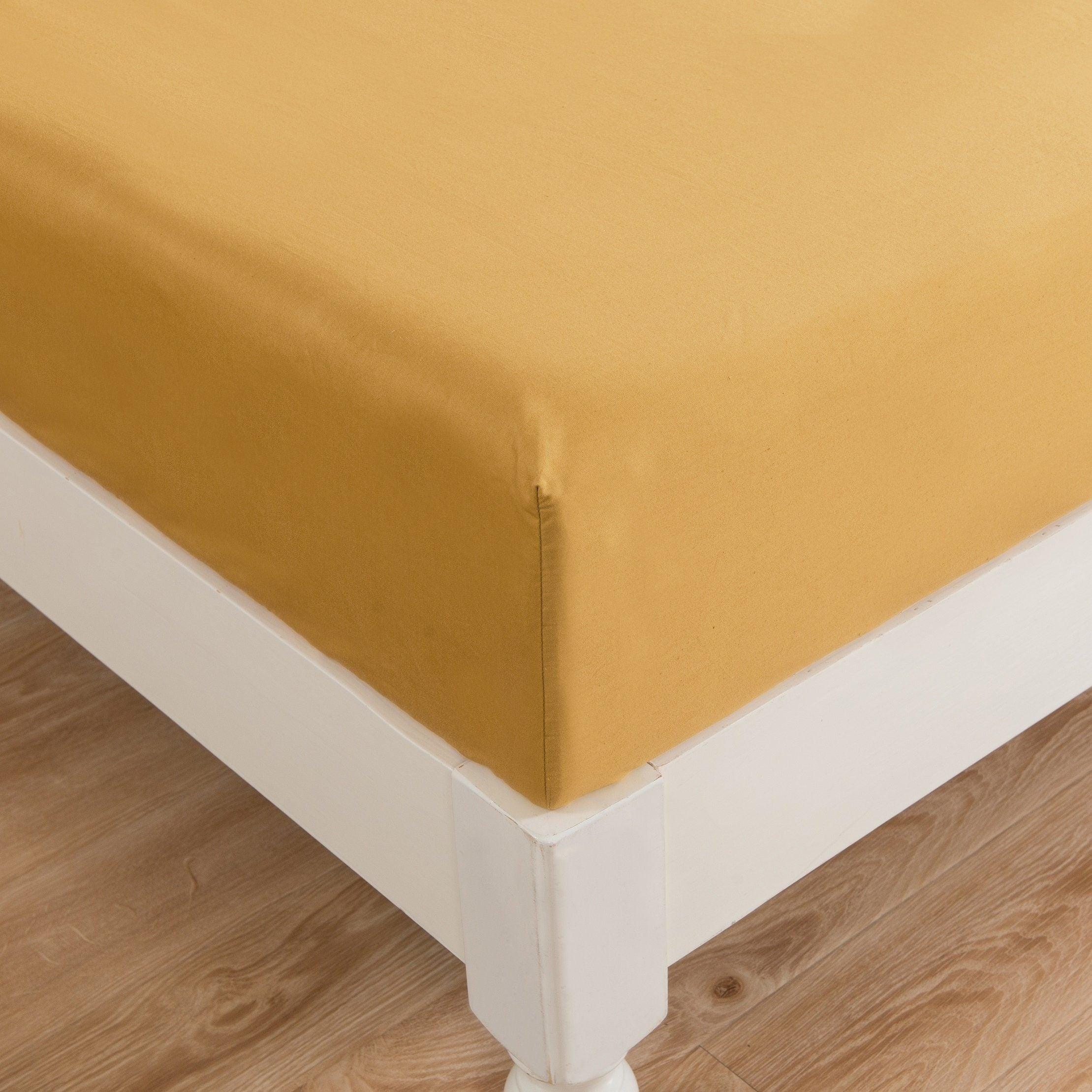  DaDa Bedding Collection DaDa Bedding Honey Yellow Poplin Cotton Fitted Sheet w/ Pillow Cases (JHW-550-Fitted) by DaDa Bedding Collection - King - Bonton