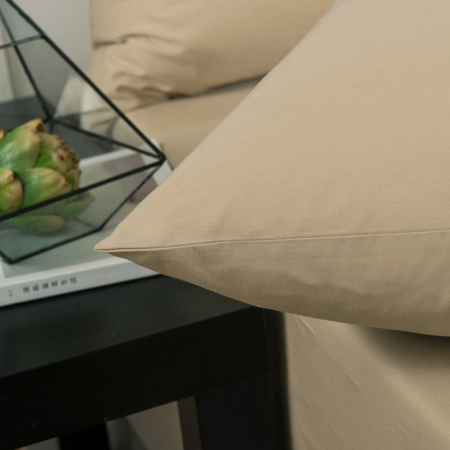  DaDa Bedding Collection DaDa Bedding Luxury Soft Cotton Beige Fitted Bed Sheet & Pillow Cases Set (JHW-546-Fitted) by DaDa Bedding Collection - Twin - Bonton