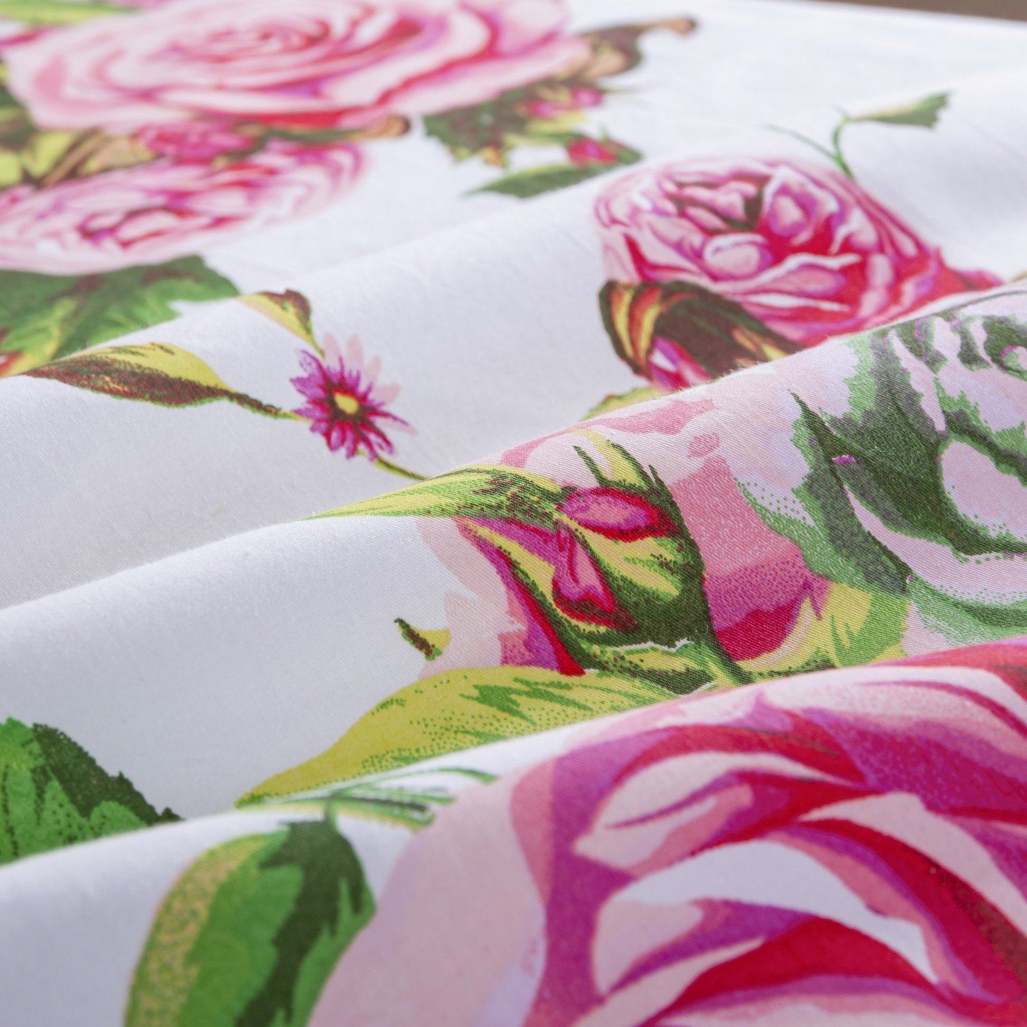  DaDa Bedding Collection DaDa Bedding Romantic Roses Lovely Spring Pink Floral Garden Fitted & Flat Bed Sheet Set w/ Pillow Cases (JHW879) by DaDa Bedding Collection - Twin - Bonton