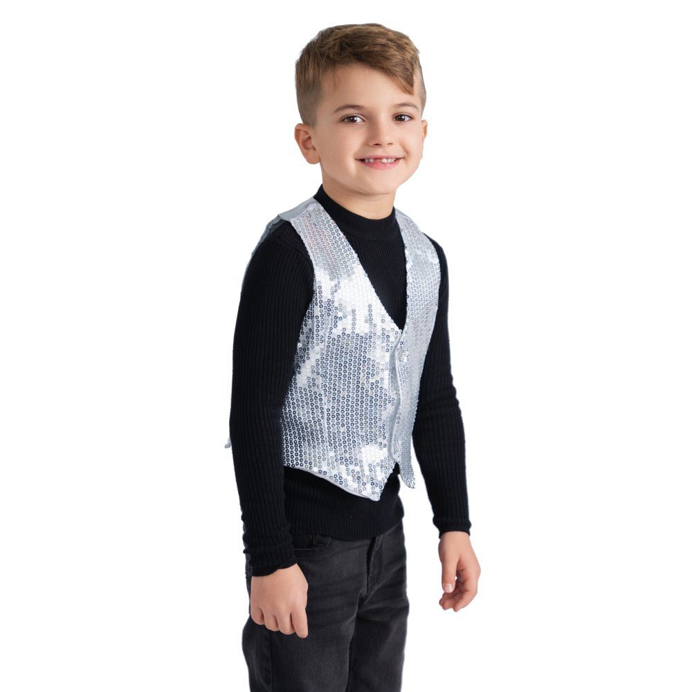  Dress Up America Silver Sequin Vest - Kids by Dress Up America - Large (12-14) - Bonton