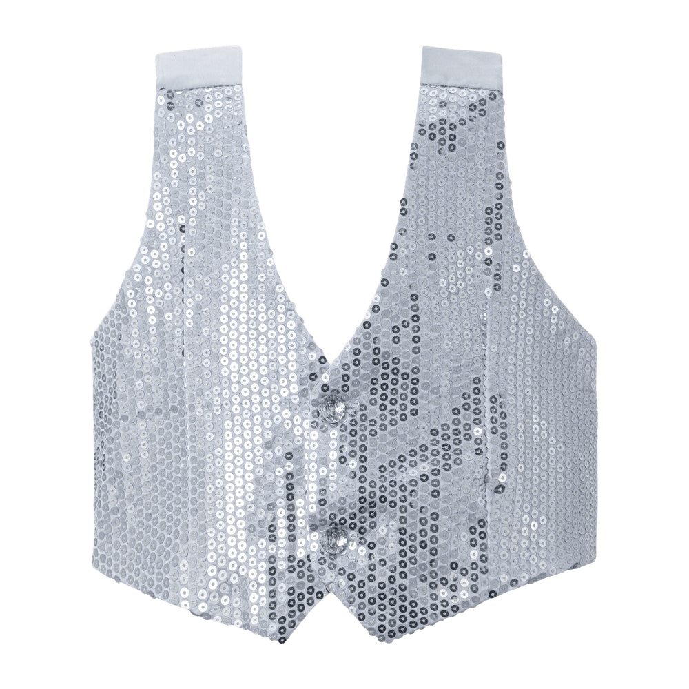  Dress Up America Silver Sequin Vest - Kids by Dress Up America - Large (12-14) - Bonton