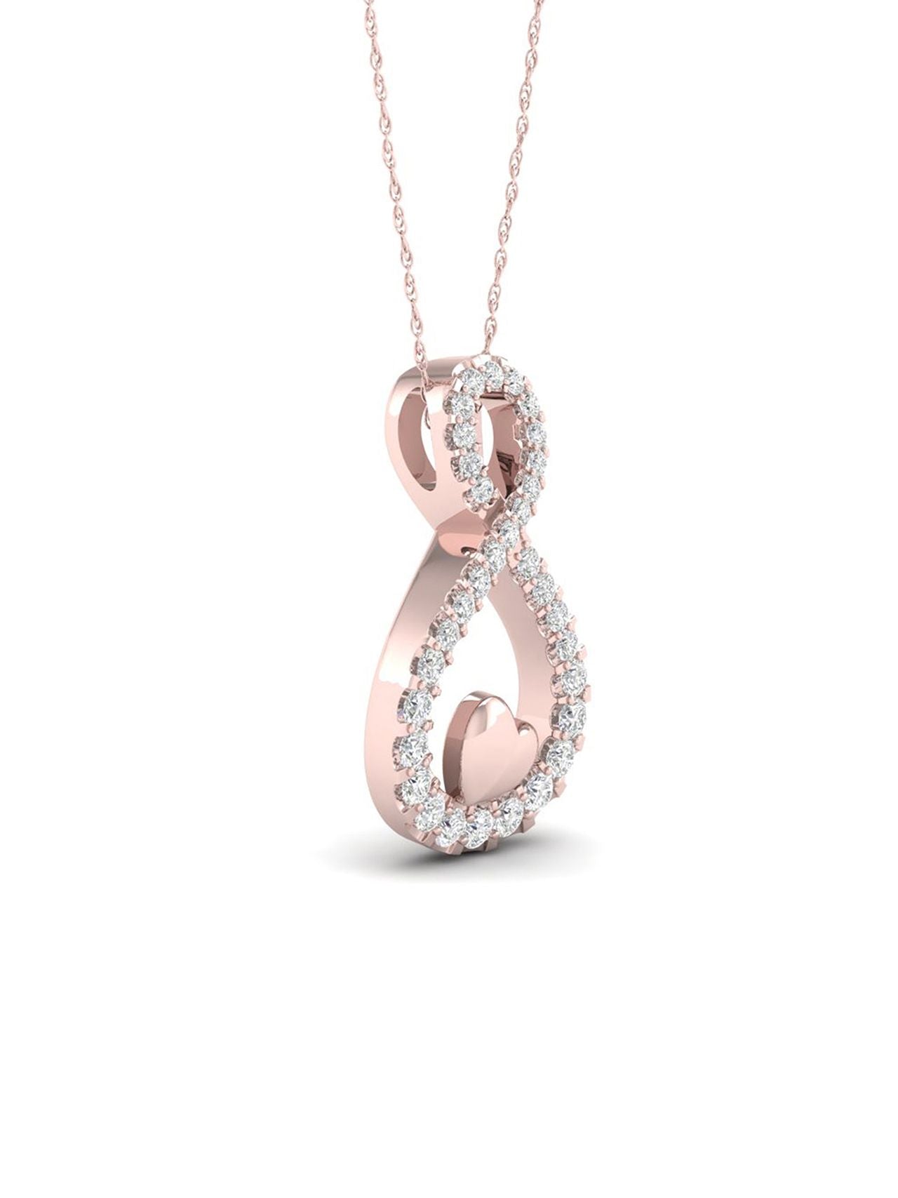  May & June 1/6ct TDW Diamond Infinity with Heart Pendant Necklace - Pink - Bonton