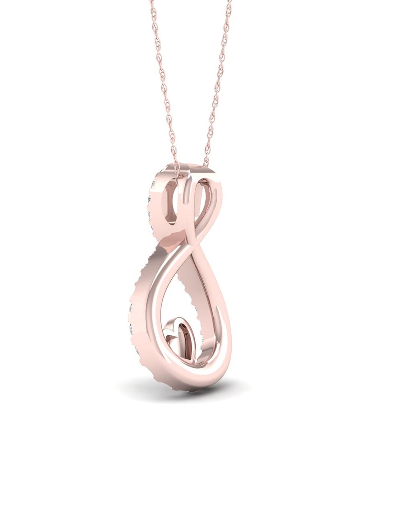  May & June 1/6ct TDW Diamond Infinity with Heart Pendant Necklace - Pink - Bonton