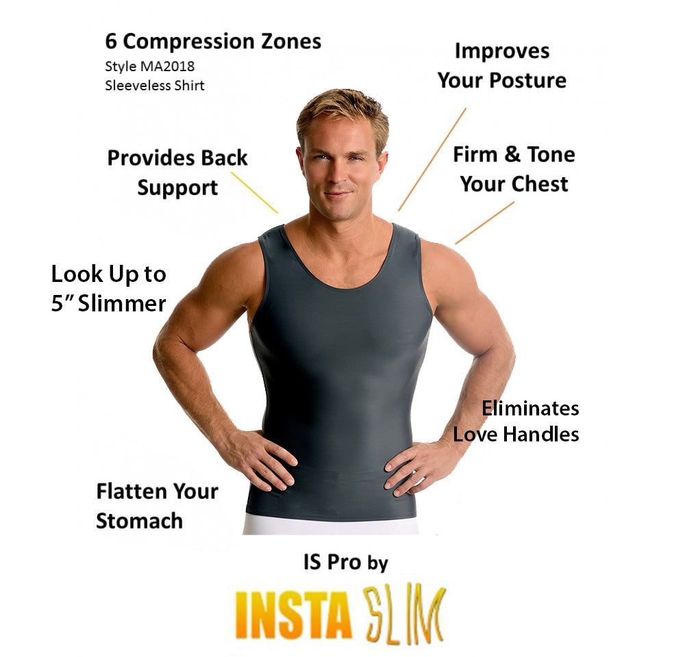  InstantFigure Insta Slim USA Activewear Compression Muscle Tank MA0001 - Gunmetal - Bonton