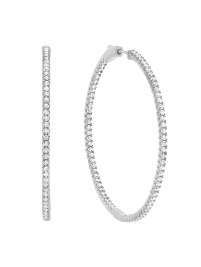  CRISLU Small Pave Hoop Earrings in Platinum - Pure Platinum - Bonton