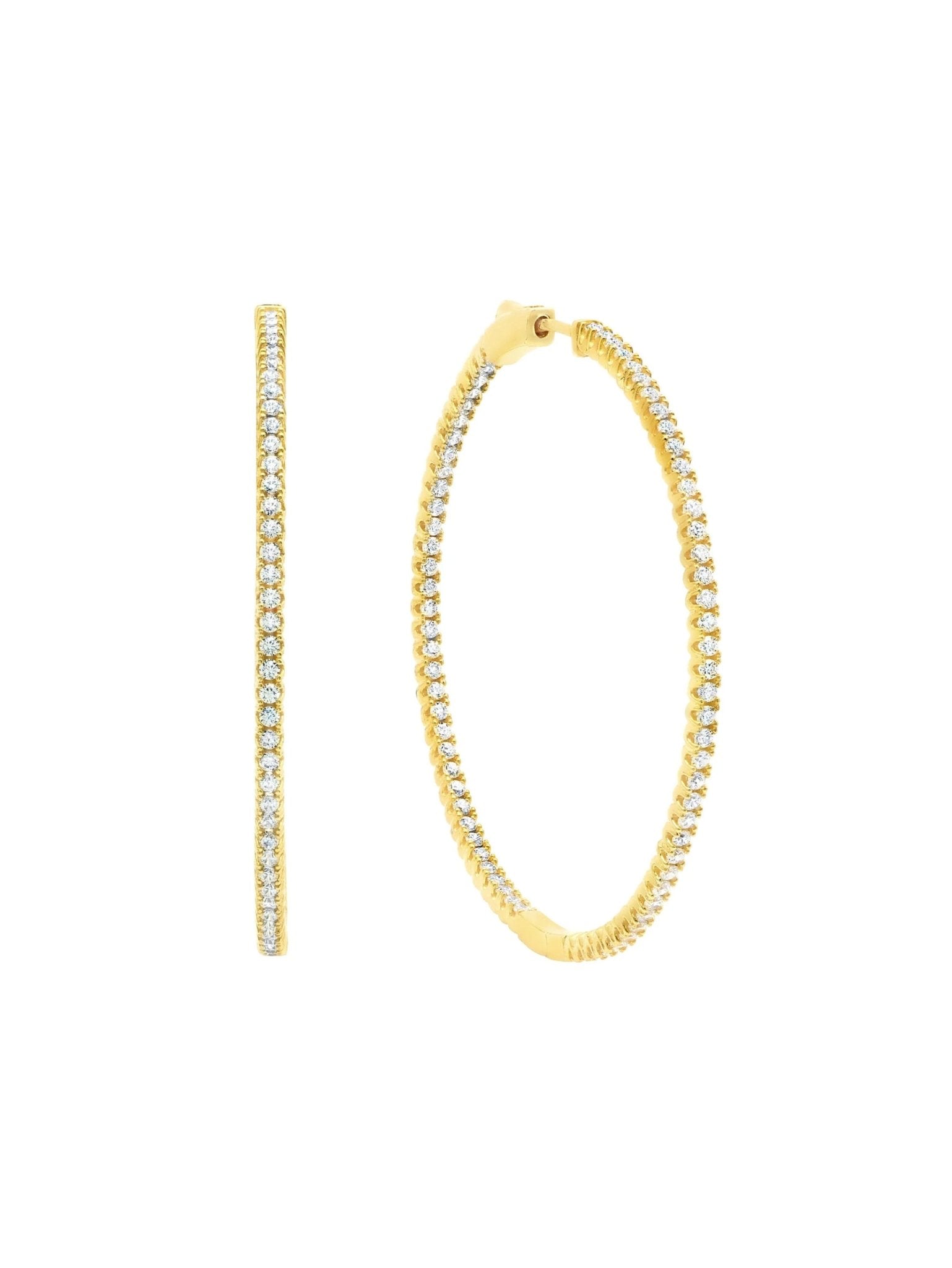  CRISLU Small Pave Hoop Earrings in Gold - 18kt Yellow Gold - Bonton