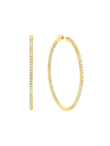 Small Pave Hoop Earrings in Gold