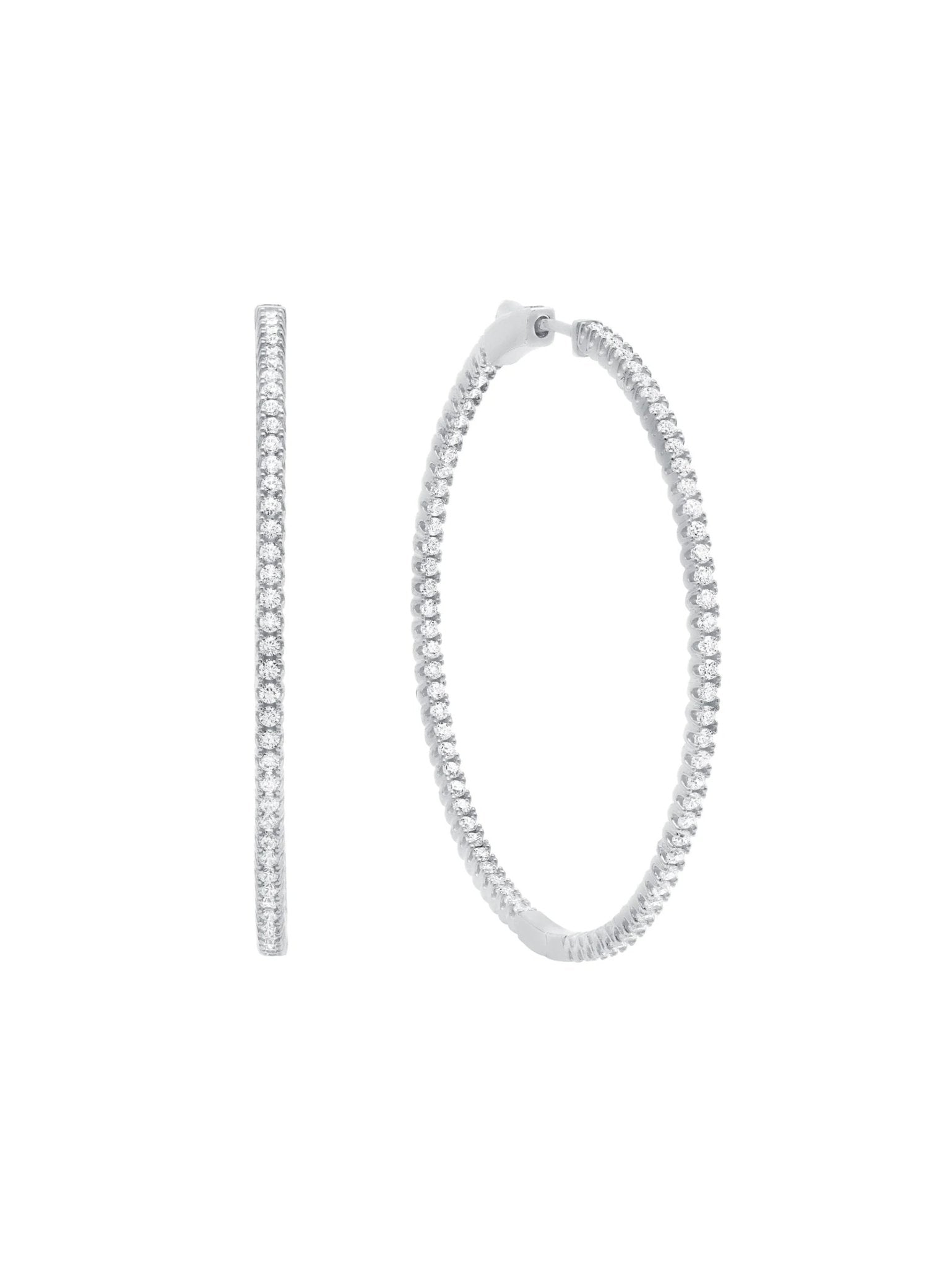  CRISLU Small Pave Hoop Earrings in Platinum - Pure Platinum - Bonton