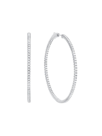 Small Pave Hoop Earrings in Platinum