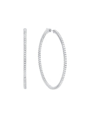 Small Pave Hoop Earrings in Platinum