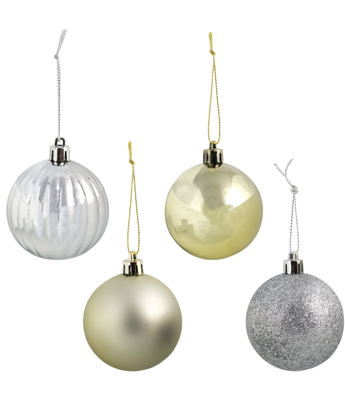  Sunnydaze Decor Merry Medley Ball Christmas Tree Shatterproof Ornaments with Hooks, 24 Piece Set - Gold & Silver - Bonton