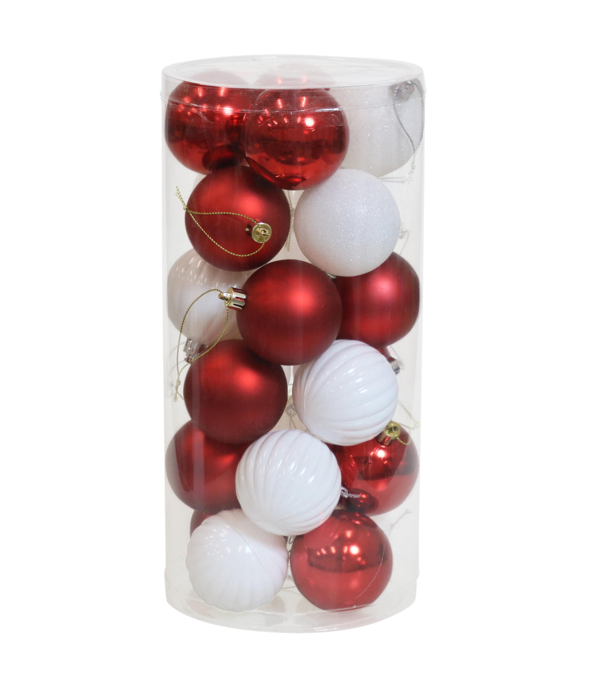  Sunnydaze Decor Merry Medley Ball Christmas Tree Shatterproof Ornaments with Hooks, 24 Piece Set - Red & White - Bonton