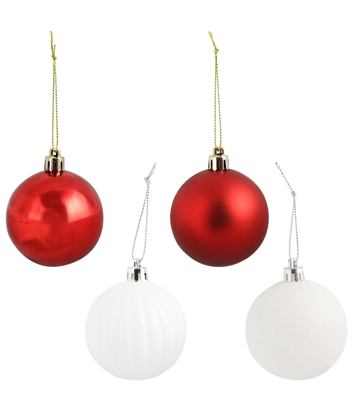  Sunnydaze Decor Merry Medley Ball Christmas Tree Shatterproof Ornaments with Hooks, 24 Piece Set - Red & White - Bonton