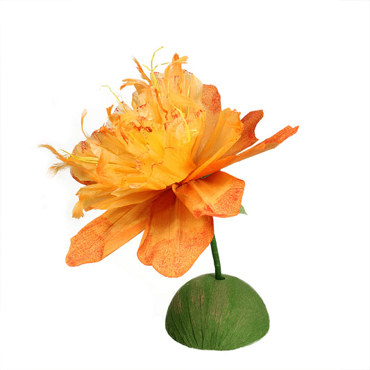 26" Orange and Green Spring Floral Artificial Craft Stem