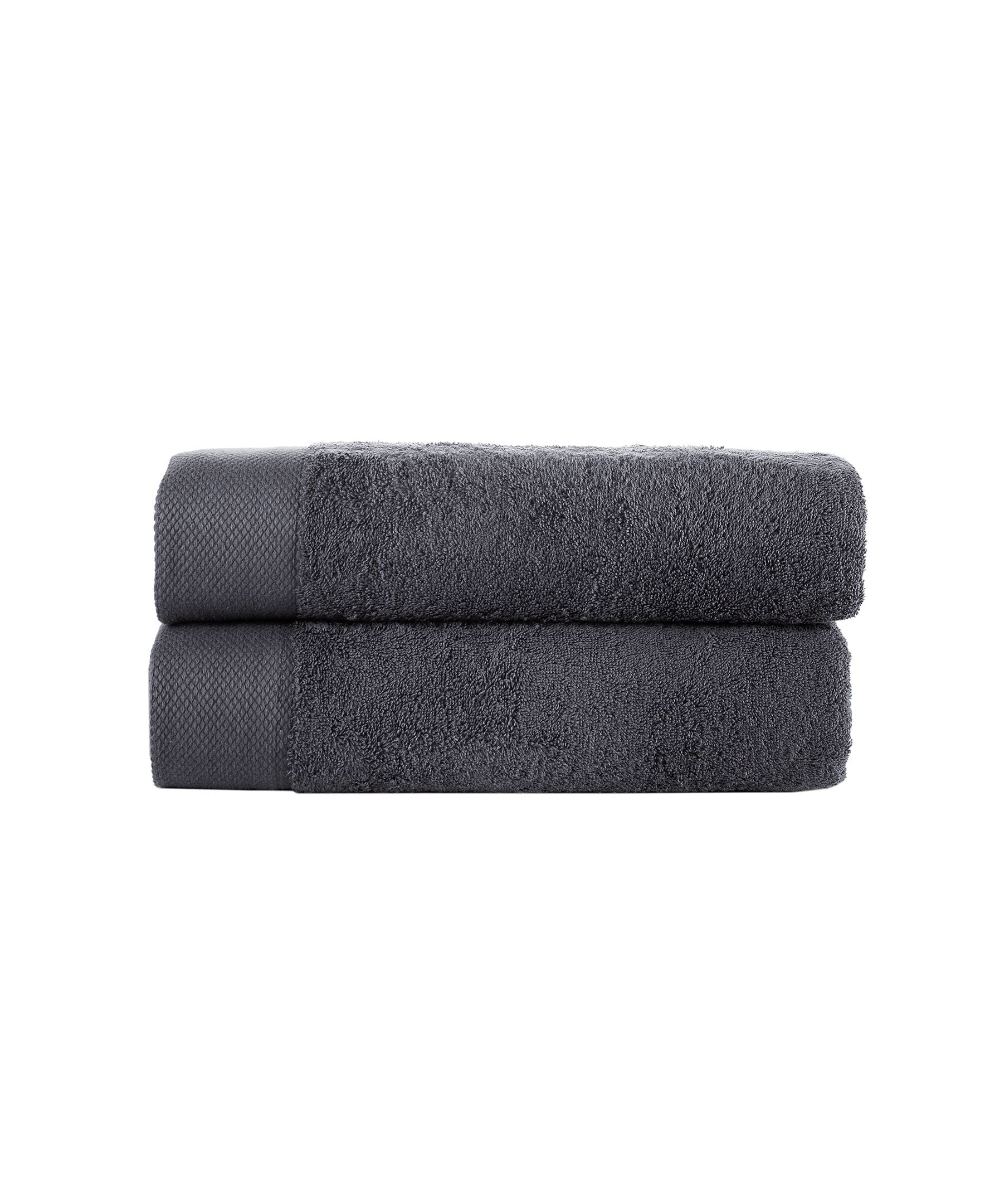  Brooks Brothers Solid Signature 2 Piece Bath Towel Set - Anthracite - Bonton