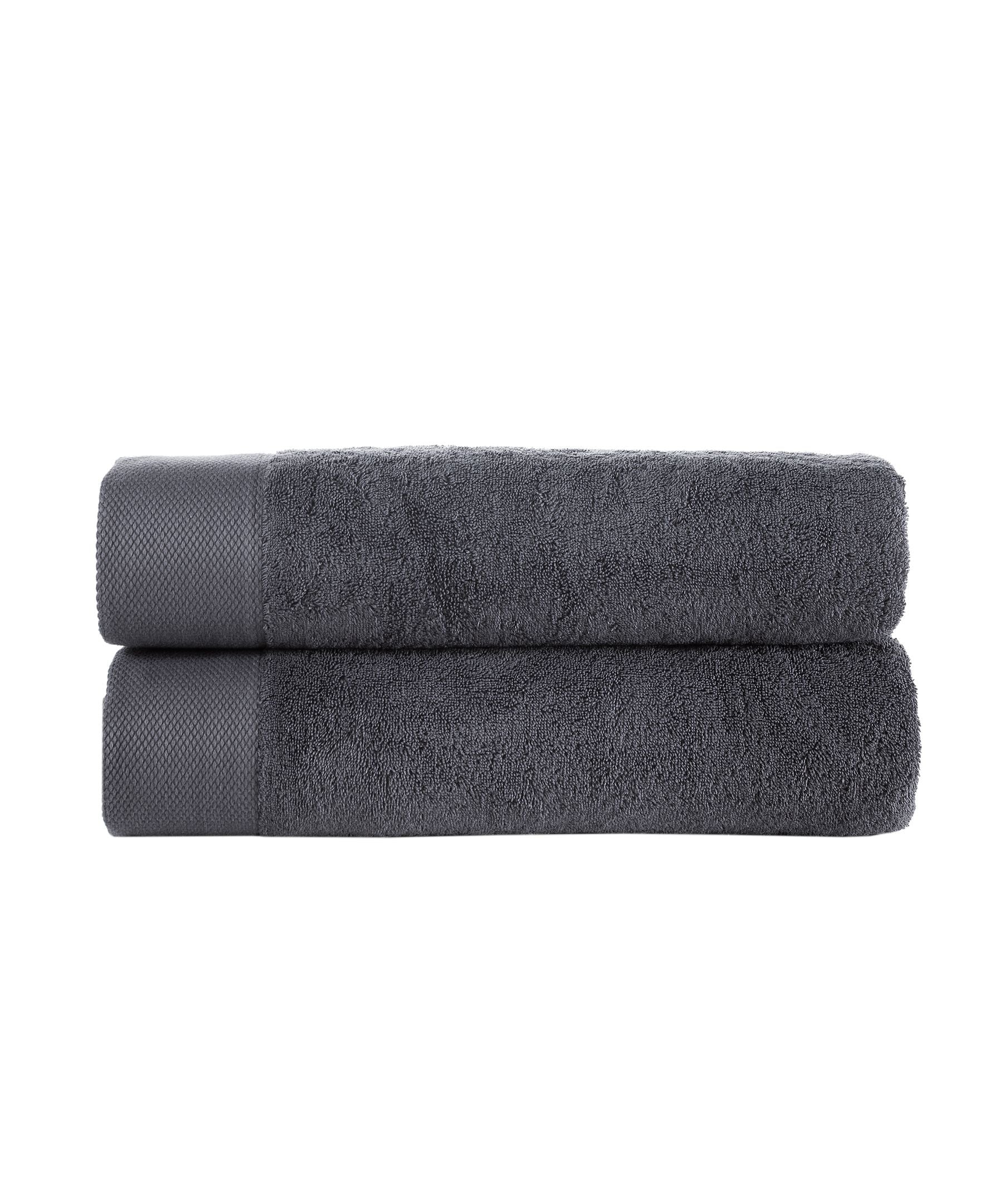  Brooks Brothers Solid Signature 2 Piece Bath Sheet Set - Anthracite - Bonton