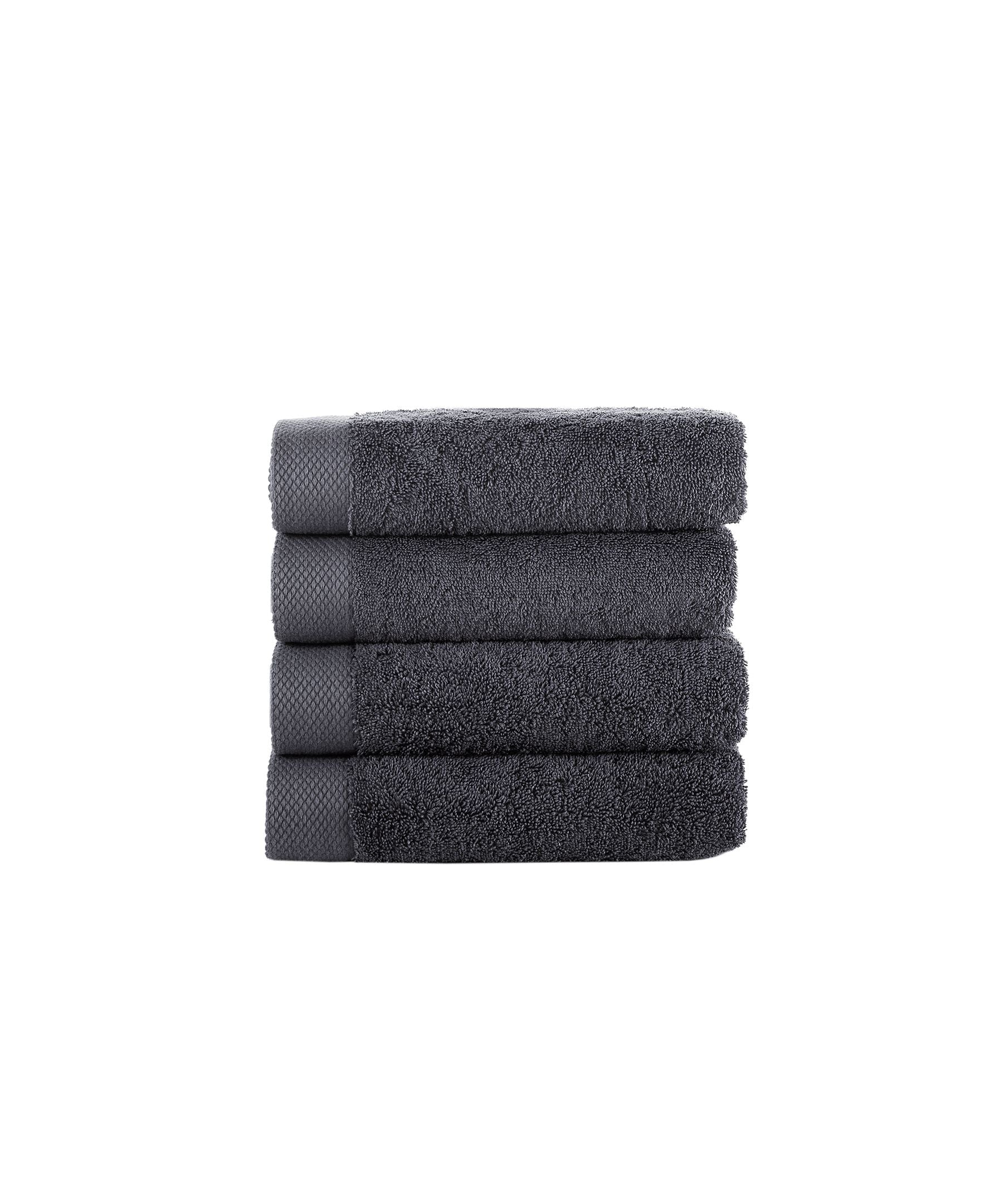  Brooks Brothers Solid Signature 4 Piece Hand Towel Set - Anthracite - Bonton