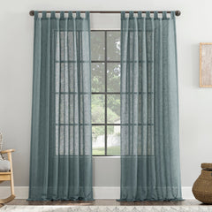 Burlap Weave Linen Blend Tab Top Curtain