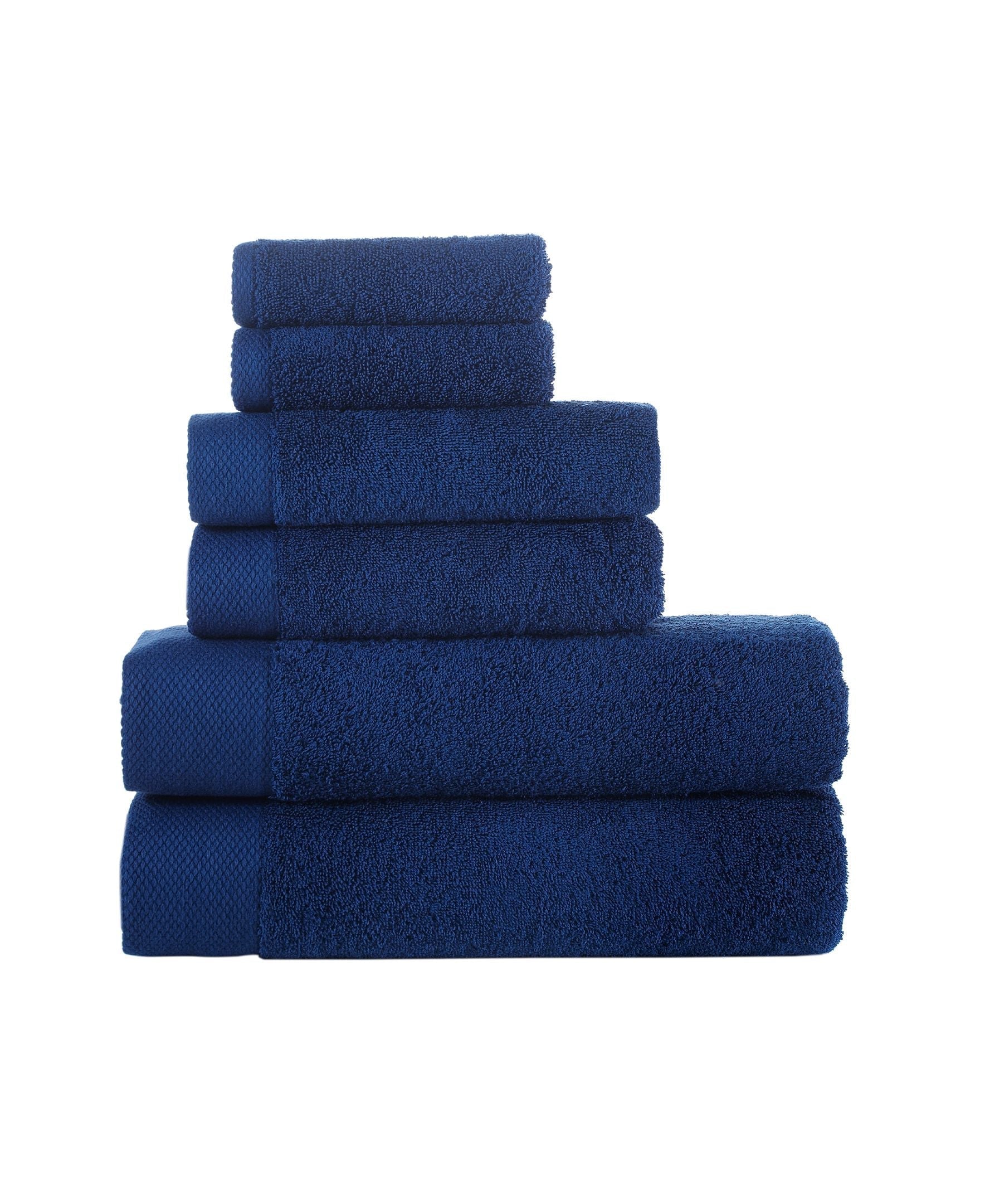  Brooks Brothers Solid Signature 6 Piece Towel Set - Navy - Bonton