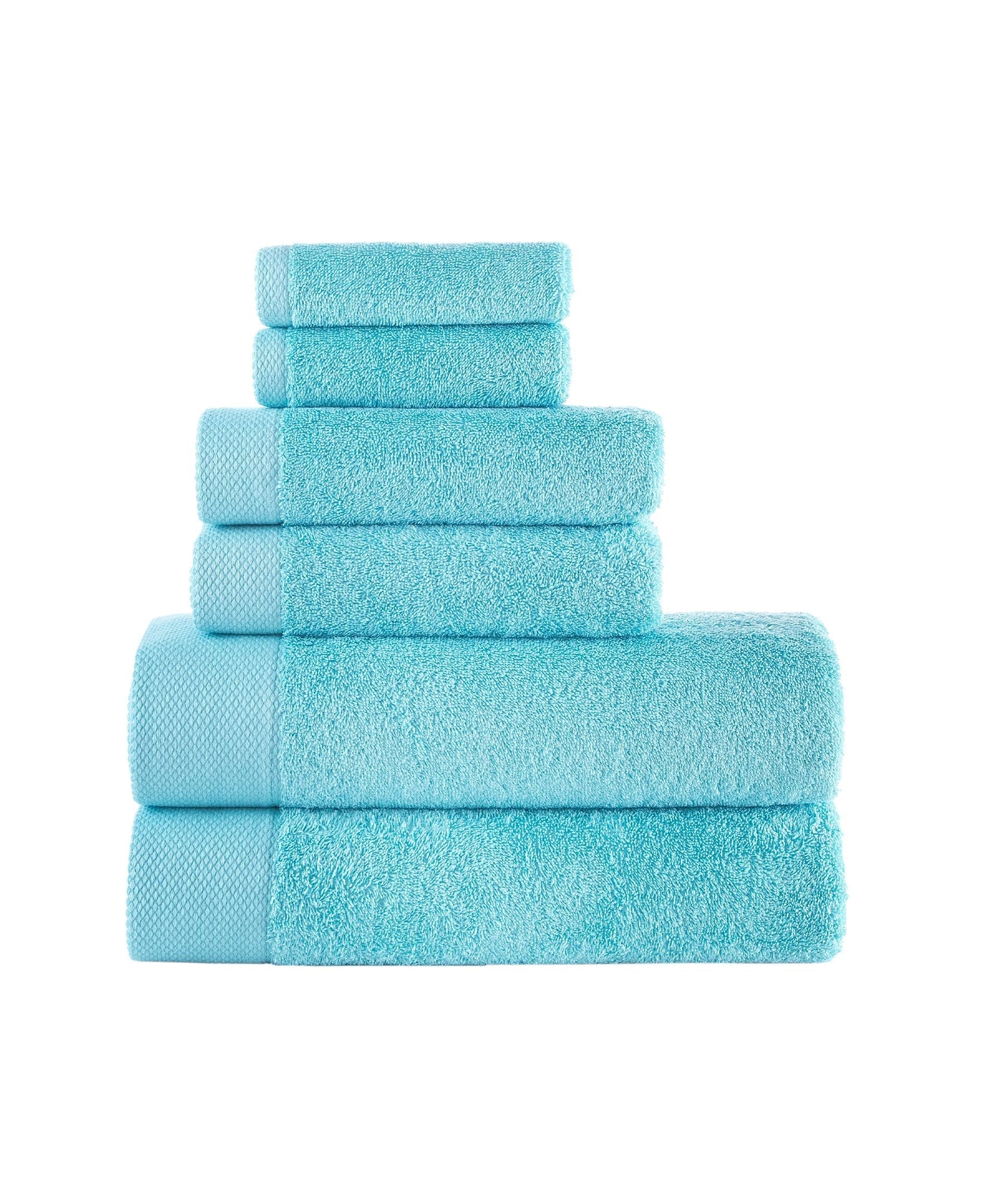  Brooks Brothers Solid Signature 6 Piece Towel Set - Sea Glass - Bonton