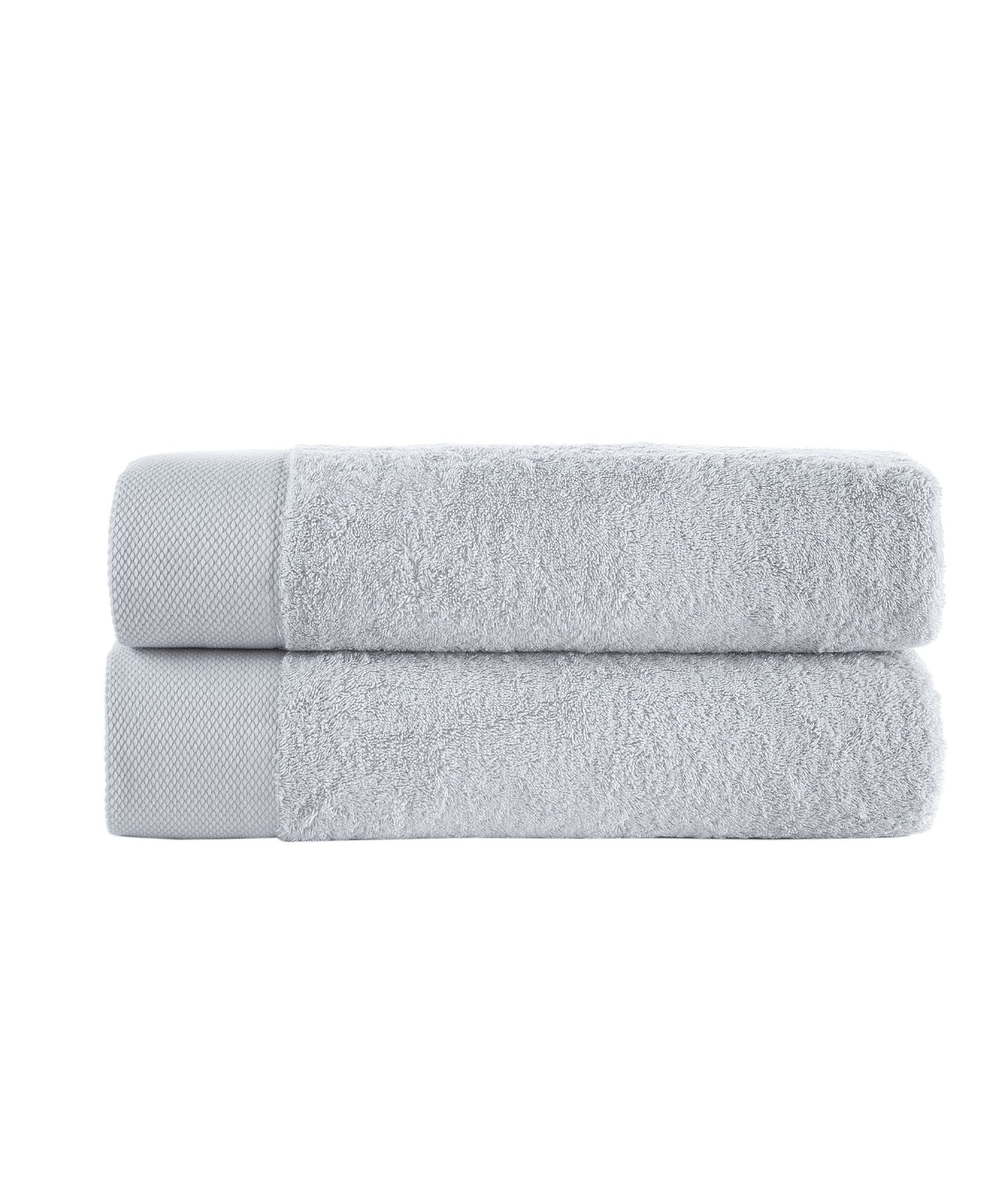  Brooks Brothers Solid Signature 2 Piece Bath Sheet Set - Silver - Bonton