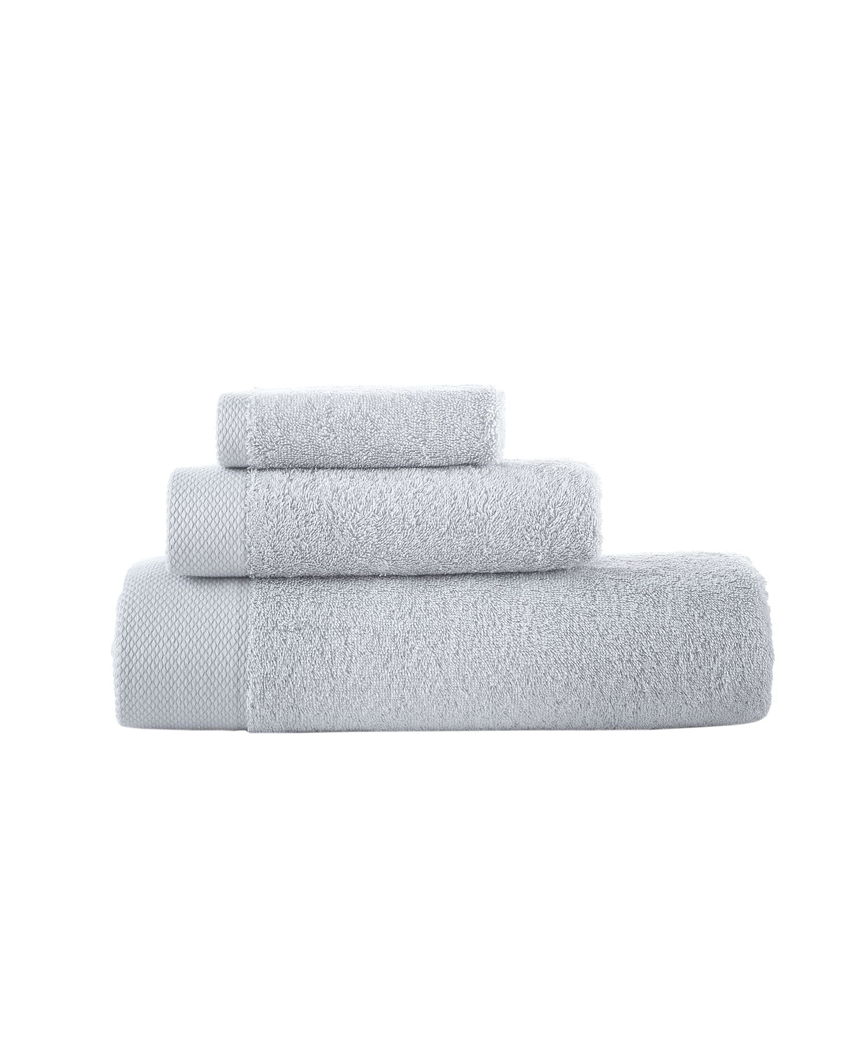  Brooks Brothers Solid Signature 3 Piece Towel Set - Silver - Bonton