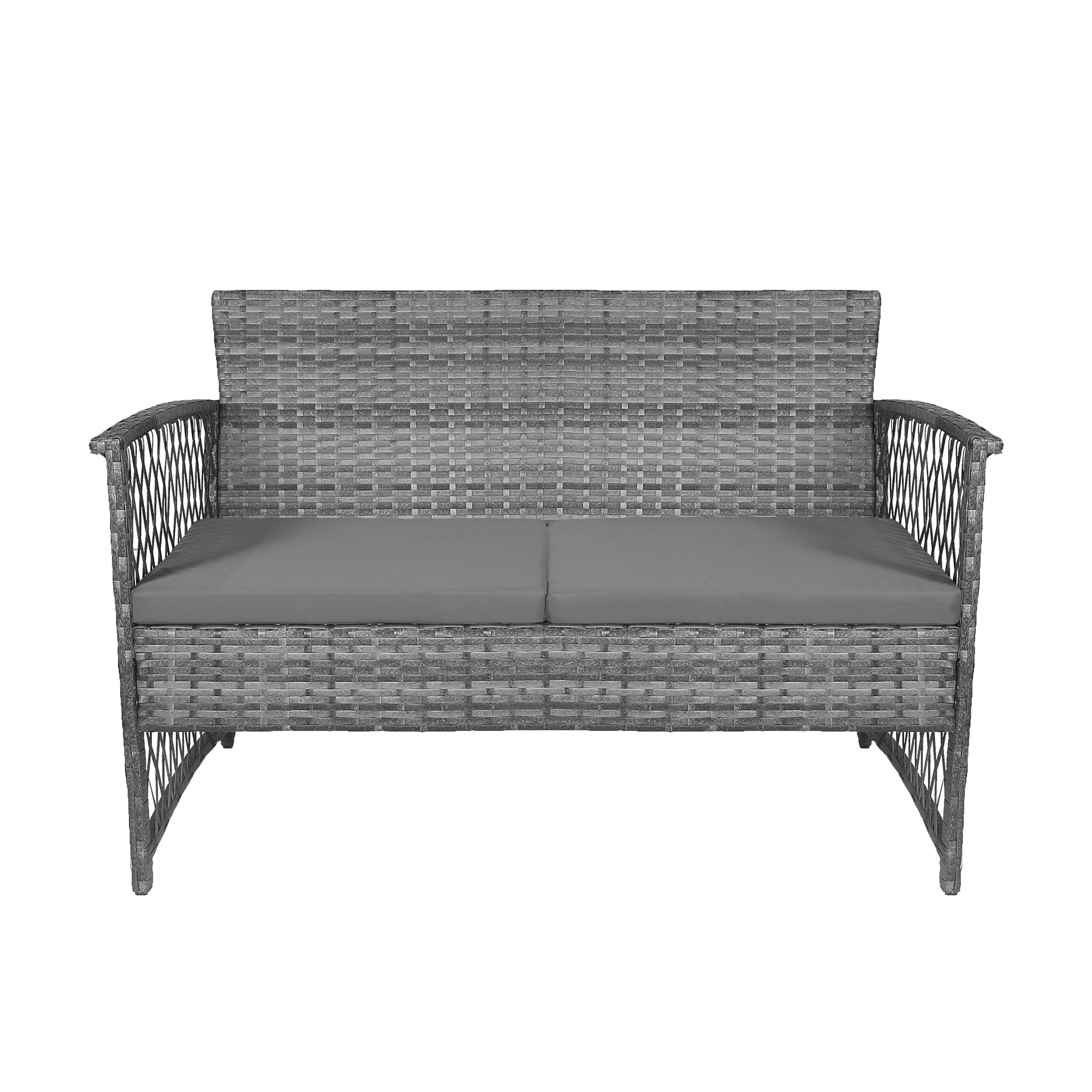  Westin Furniture 4-Piece Outdoor Patio Conversation Set - Black/Gray - Bonton