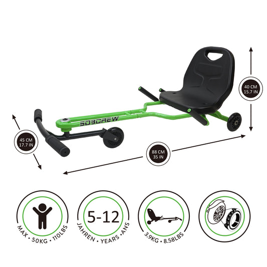 Landshark Ride-On: Green - Kids 509 Crew Ride-On Lets You Create Forward Driving Kinetic Energy With Push & Pull Leg Action, Fun Movement Just Like A Real Shark, Side To Side & Forward Direction, Children Ages 5+-Multi-One Size-2