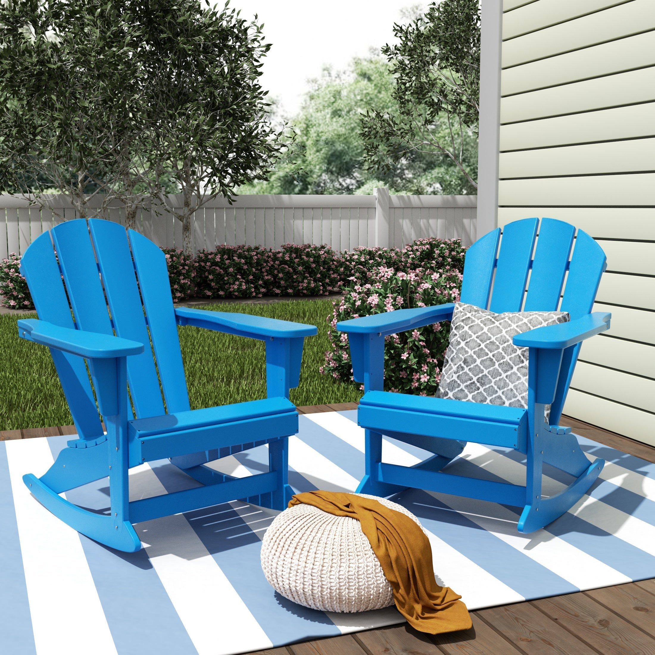  Westin Furniture Outdoor Patio Porch Rocking Adirondack Chair, Set of 2 - Teak - Bonton