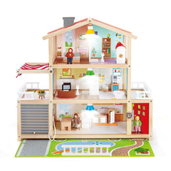 Hape Doll Family Mansion Wooden Dollhouse W/ LED Lights