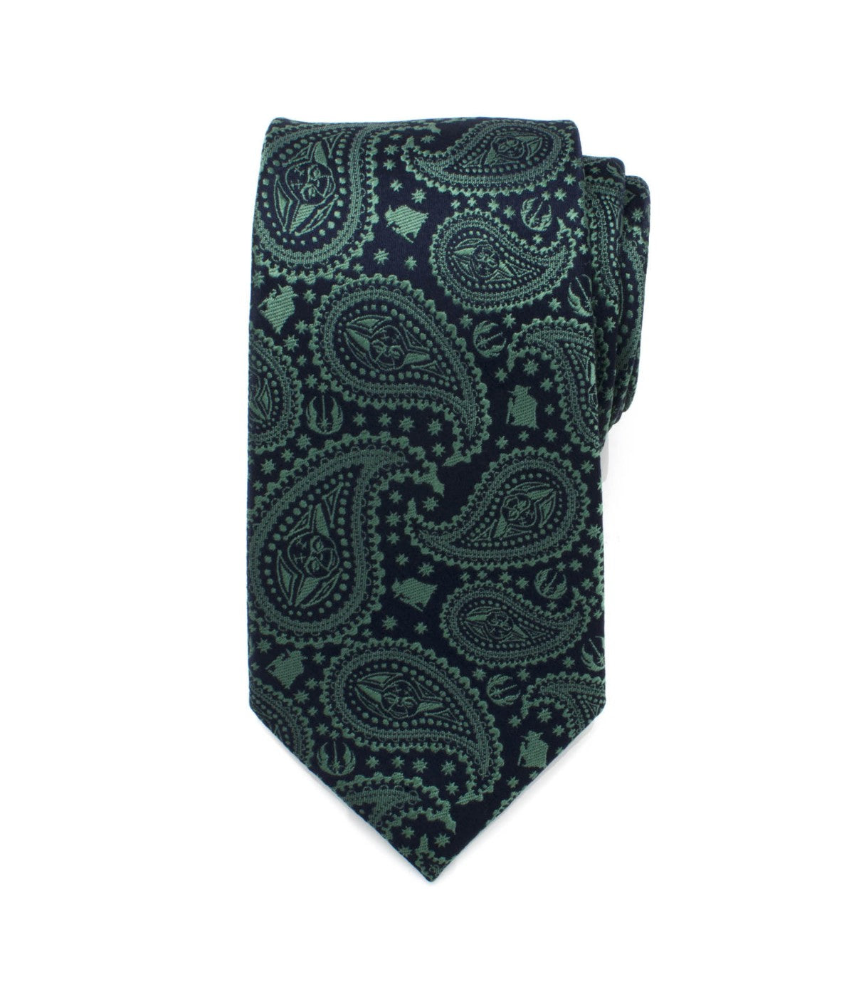  Cufflinks Yoda Green Paisley Mens Tie - Green - Bonton