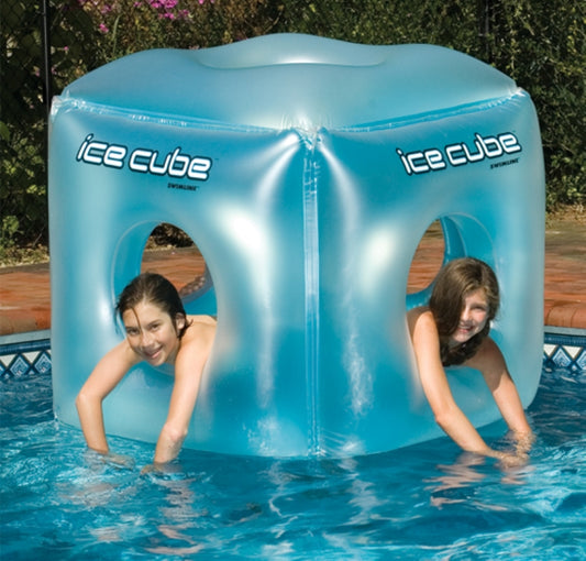 49" Blue Inflatable Ice Cube Habitat Swimming Pool Float