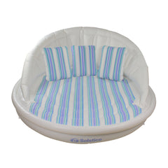 Inflatable Striped Floating Swimming Pool Sofa Lounge Raft - 70" - White and Blue