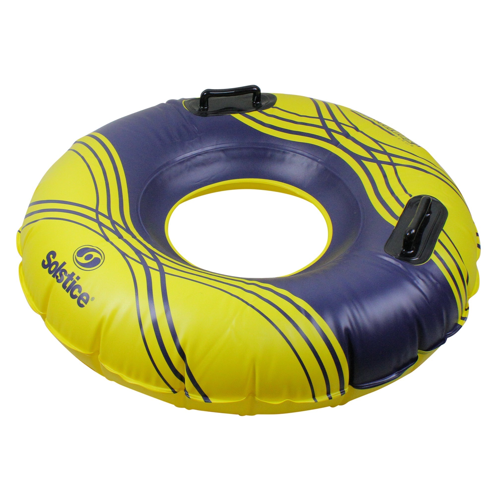  42-Inch Inflatable Yellow and Blue Striped Swimming Pool Ring Inner Tube - Yellow - Bonton