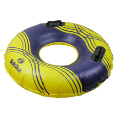 42-Inch Inflatable Yellow and Blue Striped Swimming Pool Ring Inner Tube