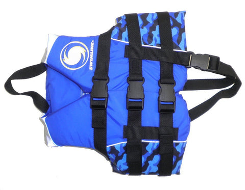 13.25" Blue and Black Swimming Pool Boys Camouflage Life Vest - Medium