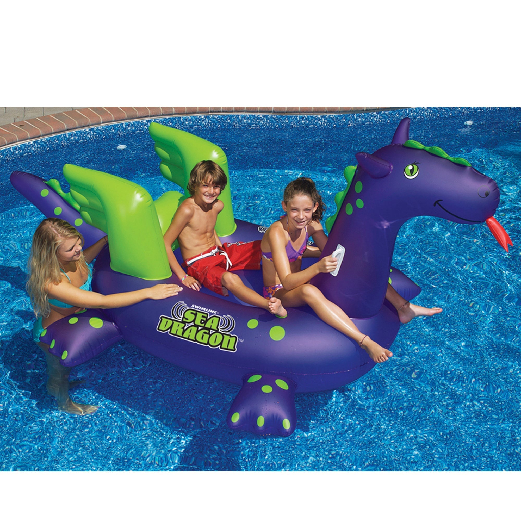  Inflatable Purple and Green Sea Dragon Swimming Pool Float 89-Inch - Purple - Bonton