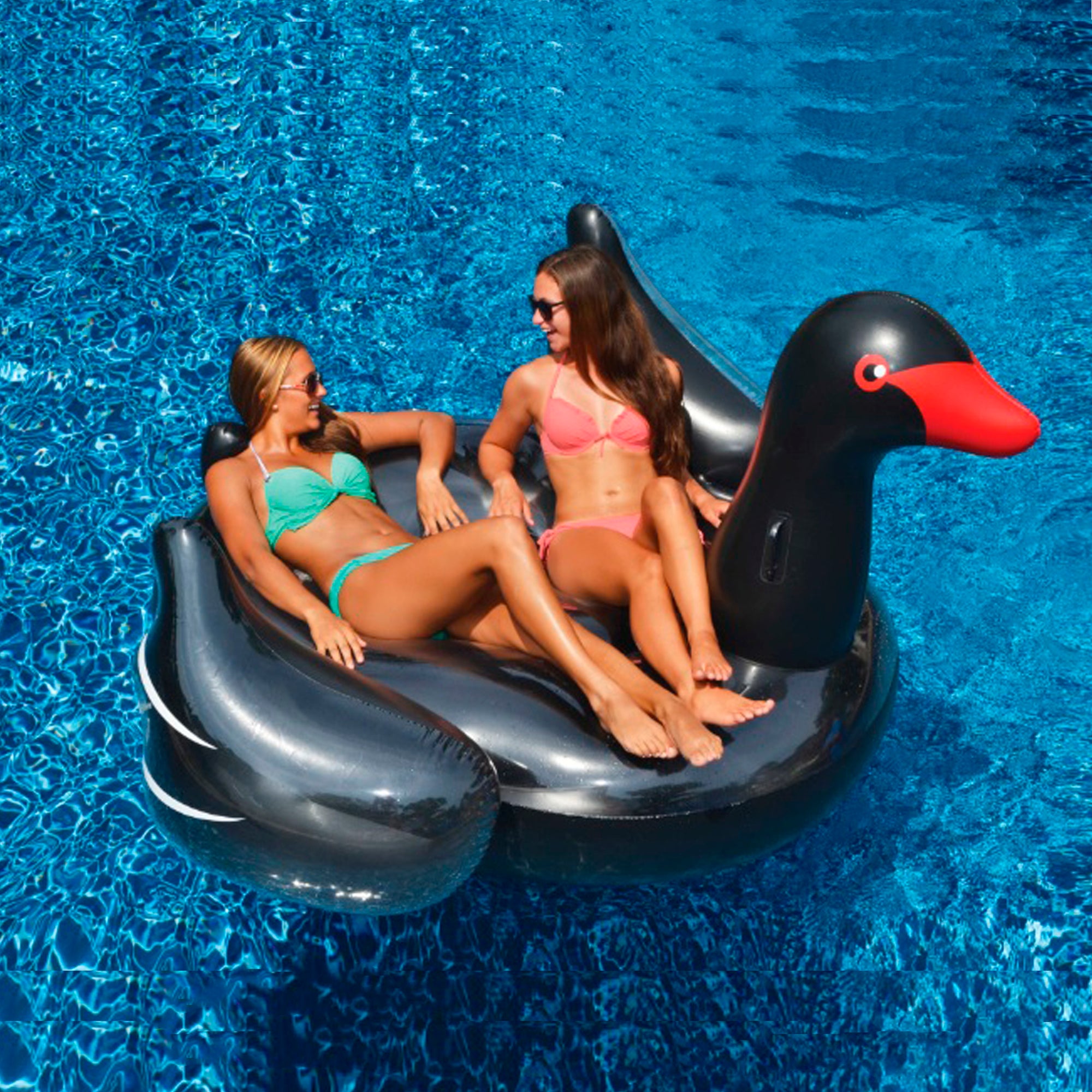  Swim Central Inflatable Black Giant Swan Swimming Pool Ride-on Float Toy  75-Inch - Default Title - Bonton