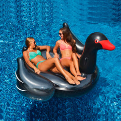 Inflatable Black Giant Swan Swimming Pool Ride-On Float Toy 75-Inch