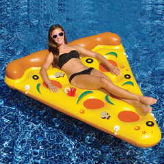 72" Inflatable Yellow and Orange Pizza Slice Swimming Pool Float Raft