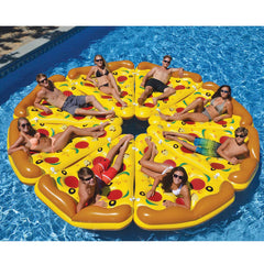 72" Inflatable Yellow and Orange Pizza Slice Swimming Pool Float Raft