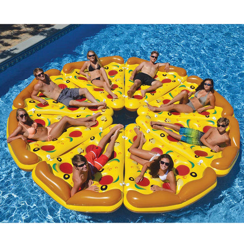 Inflatable Yellow and Orange Pizza Slice Swimming Pool Float Raft - 72"