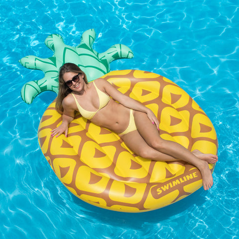 Inflatable Green and Yellow Tropical Pineapple Swimming Pool Raft  86-Inch