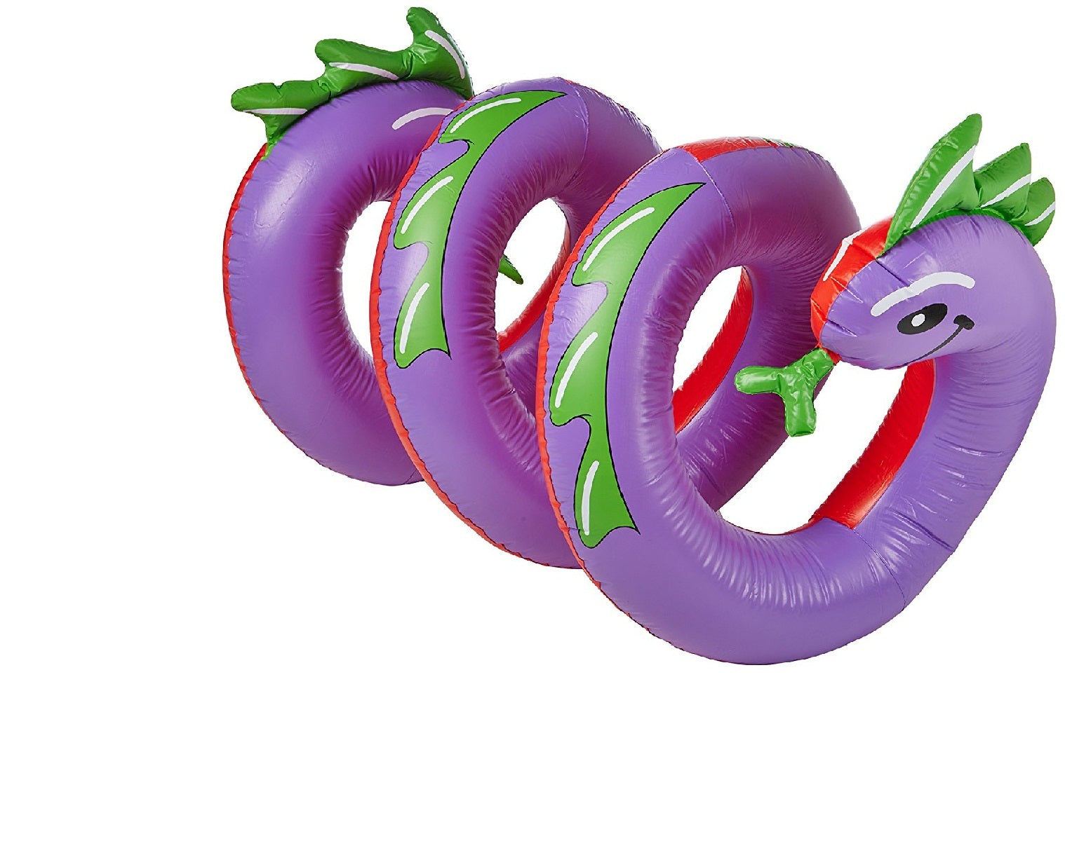  Inflatable Purple and Green Two Headed Curly Serpent Swimming Pool Float Toy 96-Inch - Purple - Bonton