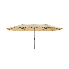 Double Sided Outdoor Twin Patio Market Table Umbrella, 15 x 9 Ft