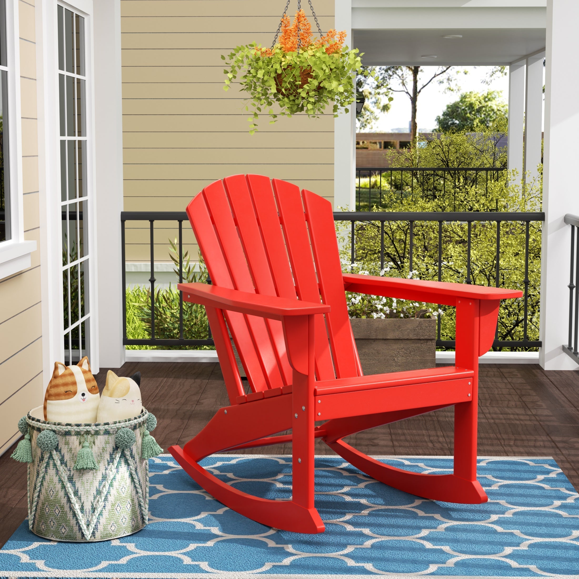  Westin Furniture Altura Outdoor Rocking Adirondack Chair - Red - Bonton