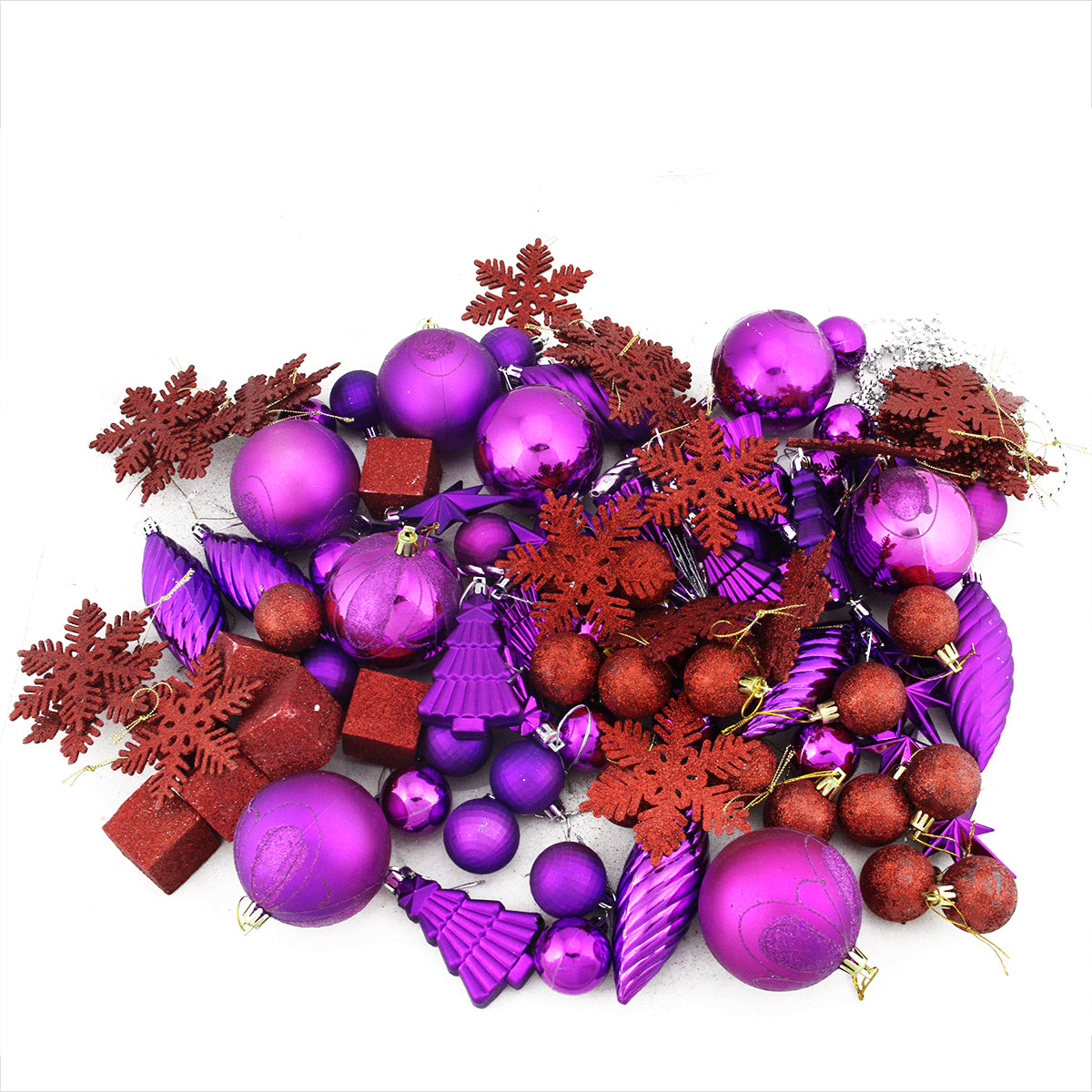  Northlight 125ct Purple and Red Shatterproof 3-Finish Christmas Ornaments 5.5