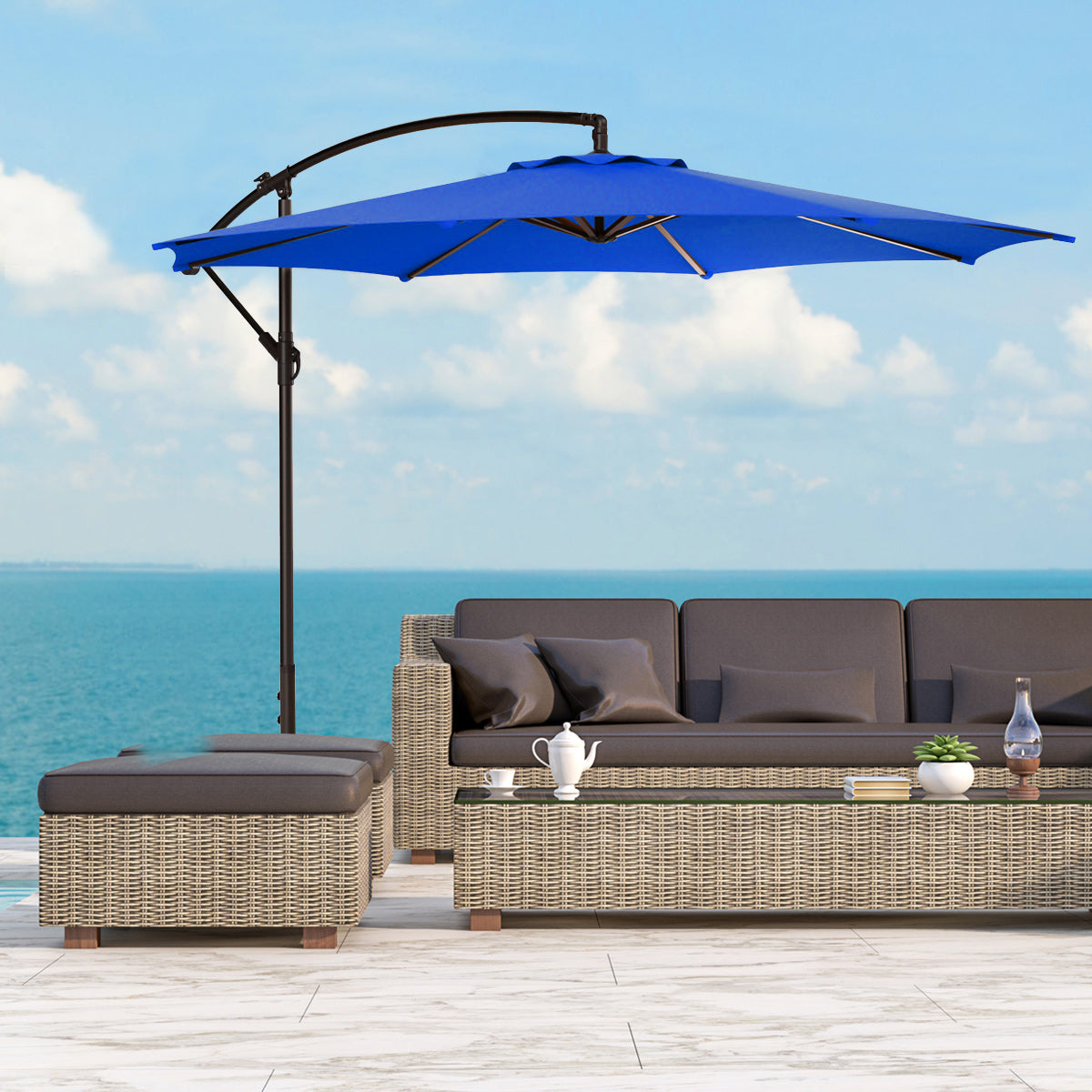  Westin Furniture 10 Ft Outdoor Patio Cantilever Offset Umbrella - Coffee - Bonton