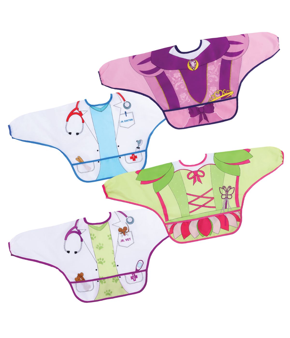  Food & Fun Character Bibs/Smocks - 4 Pack Multi - Multi - Bonton