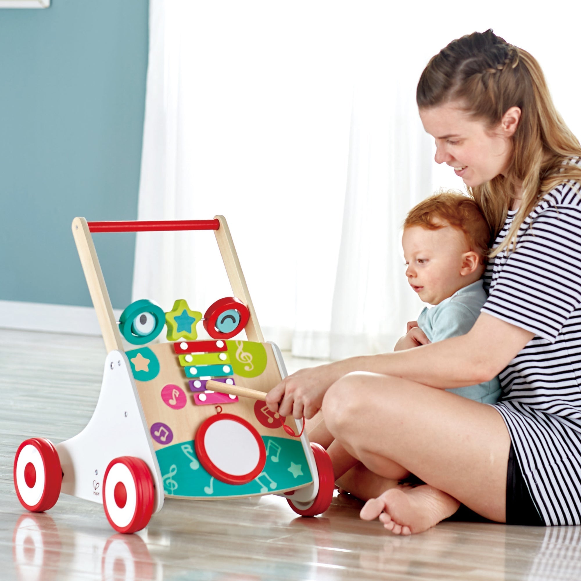  Hape Hape My First Musical Walker Wooden Push & Pull Learning Toy - Multi - Bonton